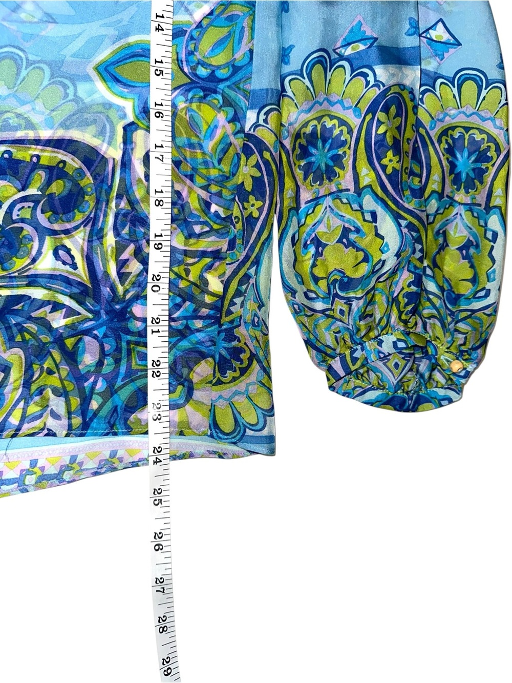 Hale Bob Silk Paisley Print Blue Long Sleeve Peasant Blouse SMALL - Picture 6 of 6